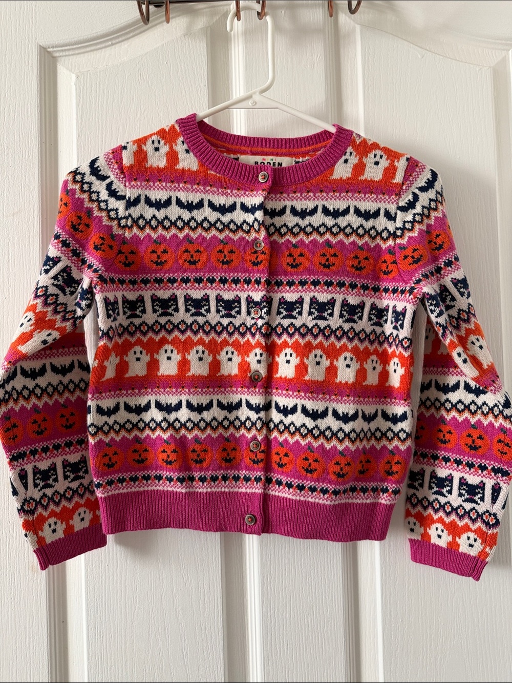 Mini Boden Halloween Print Knit Cardigan Size 8-9Y
